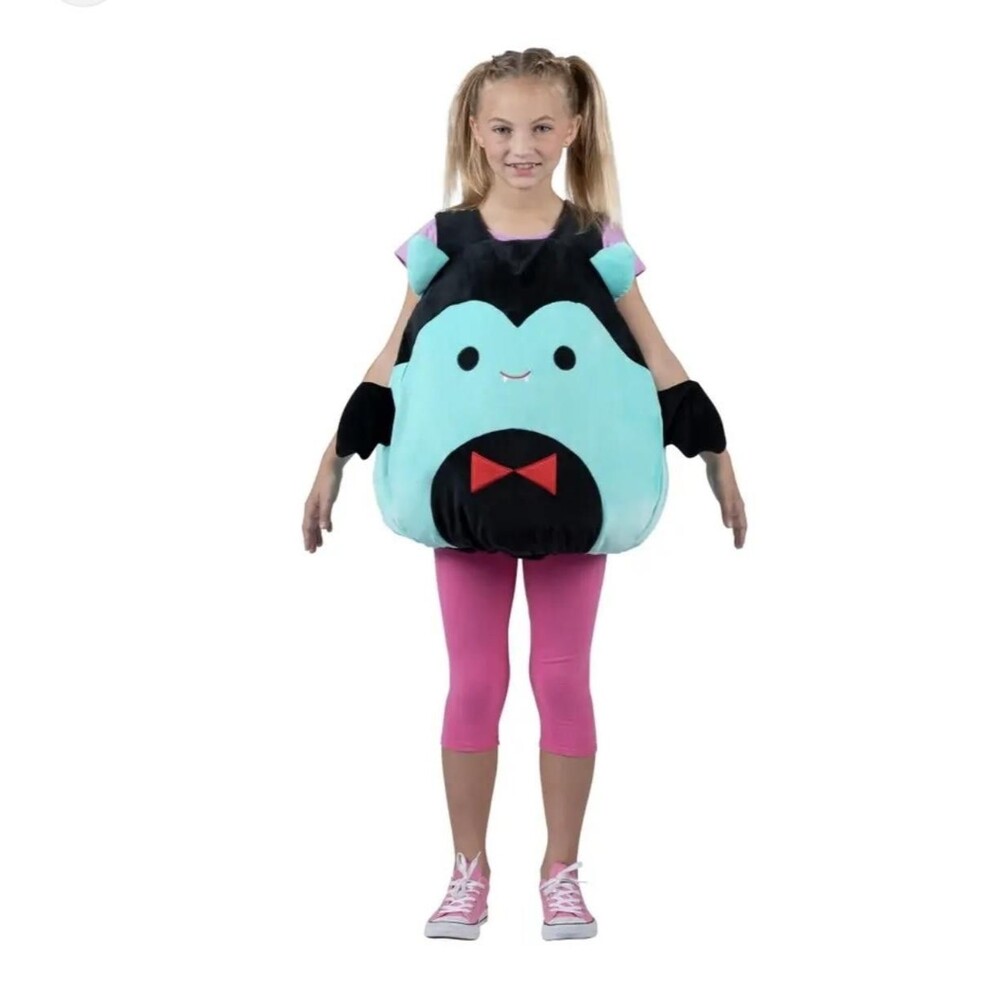 Squishmallows Costume Youth One Size Black Teal Vampire Dracula Plush‎ Tunic